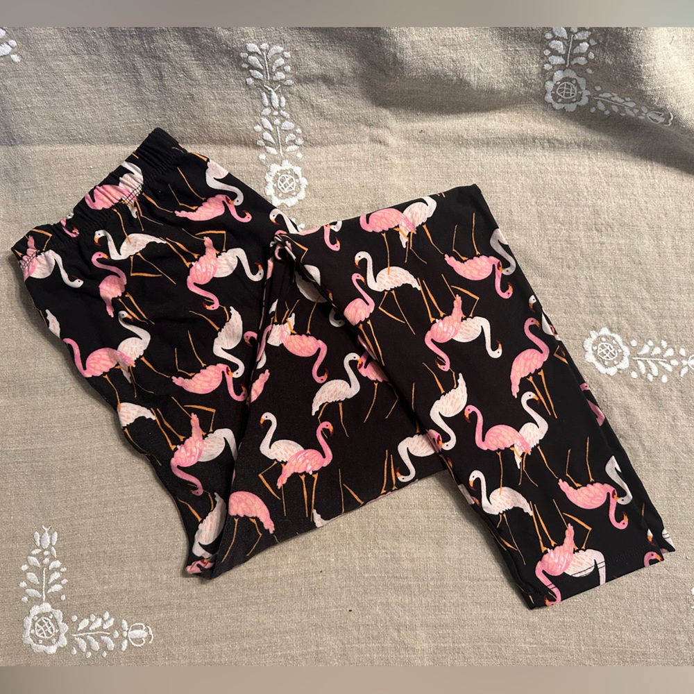 Plus size, pink flamingo, full length leggings